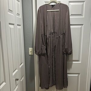 Striped Long Sleeve Duster